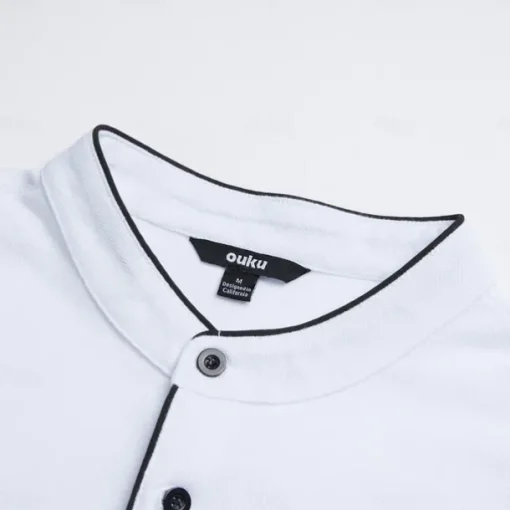 Men's Cotton Blend Polo Shirt Golf Shirt Street Casual Stand Collar Banded Collar Short Sleeve Fashion Basic Plain Classic Summer Regular Fit Navy Black White Red Cotton Blend Polo Shirt