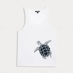 Men's 100%Cotton 3D Print Tank Top Graphic Fashion Outdoor Casual Vest Top Undershirt Street Casual Daily T shirt White Blue Sleeveless Crew Neck Shirt Spring & Summer Clothing Apparel