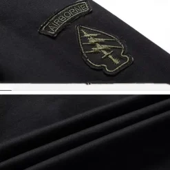 Men's Cotton Embroidered Military Jacket Cargo Jacket with Shoulder Straps Long Sleeve Standing Collar Multi-Pockets Coat Trucker Jacket Tactical Outerwear