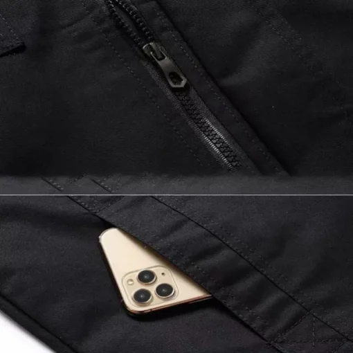 Men's Cotton Embroidered Military Jacket Cargo Jacket with Shoulder Straps Long Sleeve Standing Collar Multi-Pockets Coat Trucker Jacket 1776 Letter Print Tactical Outerwear