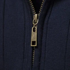 Men's Cotton Knit Vertical Stripes Half Zip Knitwear Elegant Christmas Gifts Home Clothing Apparel Fall Winter Black Navy Blue S M L