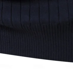 Men's Cotton Knit Vertical Stripes Half Zip Knitwear Elegant Christmas Gifts Home Clothing Apparel Fall Winter Black Navy Blue S M L