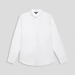 Men's Cotton Linen Shirt White Light Blue Long Sleeve Solid Color Shirt Collar School Formal Buttons Clothing Apparel Elegant Vacation Vintage Tropical
