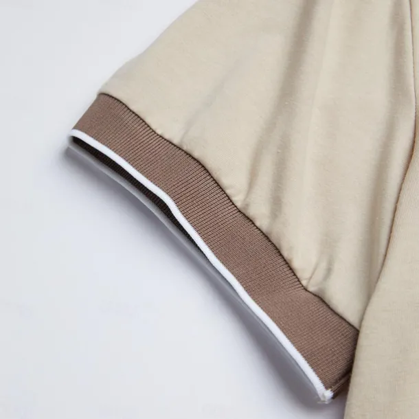 Men's Cotton Polo Shirt Golf Shirt Casual Holiday Lapel Short Sleeve Fashion Basic Color Block Patchwork Summer Regular Fit Navy-blue milk white khaki Cotton Polo Shirt