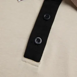 Men's Cotton Polo Shirt Golf Shirt Casual Holiday Lapel Short Sleeve Fashion Basic Color Block Patchwork Summer Regular Fit Navy-blue milk white khaki Cotton Polo Shirt