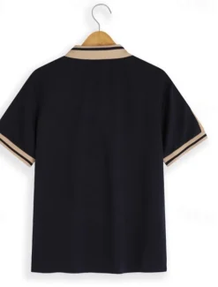 Men's Cotton Polo Shirt Golf Shirt Business Lapel Short Sleeve Fashion Basic Color Block Patchwork Embroidered Summer claret Black Green ash-colored Deep Blue Light Blue Cotton Polo Shirt