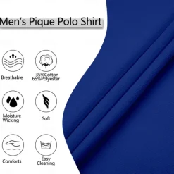 Men's Cotton Polo Shirt Golf Shirt Business Casual Ribbed Polo Collar Short Sleeve Fashion Basic Solid Color Color Block Buttons Summer Spring & Fall Regular Fit Light Blue Black Blue Cotton Polo