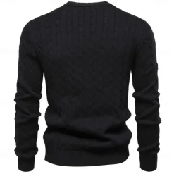 Men's Cotton Pullover Sweater Jumper Knit Embroidery Deer Crew Neck Knitwear Elegant Christmas Outdoor Clothing Apparel Fall Winter Black White S M L