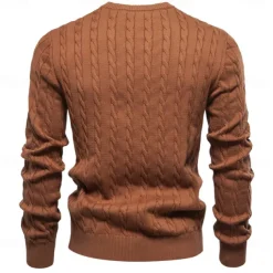 Men's Cotton Pullover Sweater Jumper Knit Embroidery Deer Crew Neck Knitwear Elegant Christmas Outdoor Clothing Apparel Fall Winter Black White S M L