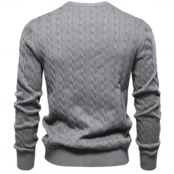 Men's Cotton Pullover Sweater Jumper Knit Embroidery Deer Crew Neck Knitwear Elegant Christmas Outdoor Clothing Apparel Fall Winter Black White S M L