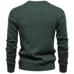 Men's Cotton Pullover Sweater Jumper Knit Embroidery Deer Crew Neck Knitwear Elegant Christmas Outdoor Clothing Apparel Fall Winter Black White S M L