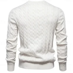 Men's Cotton Pullover Sweater Jumper Knit Embroidery Deer Crew Neck Knitwear Elegant Christmas Outdoor Clothing Apparel Fall Winter Black White S M L