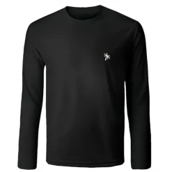Men's Cotton T shirt Tee Embroidered Palm Tree Crew Neck Training Outdoor Long Sleeve Clothing Apparel Elegant Warm Vacation Vintage