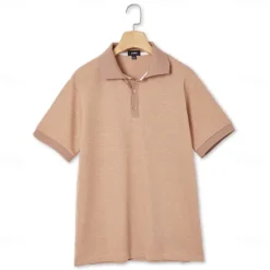 Men's Cotton Waffle Polo Shirts Golf Shirt Casual Holiday Lapel Ribbed Polo Collar Short Sleeve Fashion Basic Plain Buttons Soft Summer Spring Regular Fit White Yellow Green Gray Waffle Polo