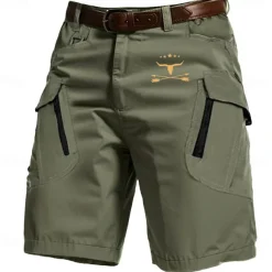 Men's Cow Arrow Cargo Shorts Mid Waist Sports Fashion Streetwear Sports Outdoor Casual Daily Drawstring Side Pockets Elastic Waist Designer Clothing Apparel