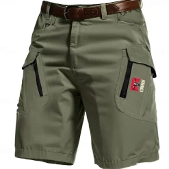 Men's Cow Letter Cargo Shorts Mid Waist Sports Fashion Streetwear Sports Outdoor Casual Daily Drawstring Side Pockets Elastic Waist Designer Clothing Apparel