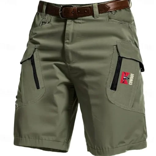 Men's Cow Letter Cargo Shorts Mid Waist Sports Fashion Streetwear Sports Outdoor Casual Daily Drawstring Side Pockets Elastic Waist Designer Clothing Apparel