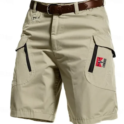 Men's Cow Letter Cargo Shorts Mid Waist Sports Fashion Streetwear Sports Outdoor Casual Daily Drawstring Side Pockets Elastic Waist Designer Clothing Apparel