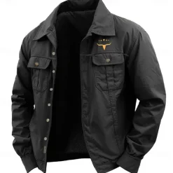 Men's Cow Print Shirt Work Shirt Western Shirt Long Sleeve Casual Sports & Outdoor Going out Fall Winter Turndown Button-Down Black Army Green Khaki