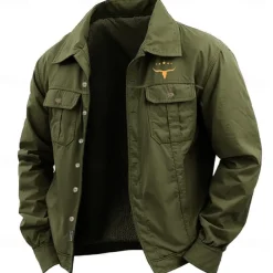 Men's Cow Print Shirt Work Shirt Western Shirt Long Sleeve Casual Sports & Outdoor Going out Fall Winter Turndown Button-Down Black Army Green Khaki