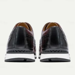 Men's Crocodile Pattern Leather Lace-Up Casual Shoes - Comfortable Oxford Sneakers for Everyday Wear