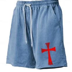 Men's Cross Board Shorts Swim Shorts Swim Trunks Mid Waist Hawaiian Casual Holiday Beach Drawstring with Mesh lining Elastic Waist Designer Clothing Apparel