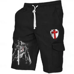 Men's Cross Halloween Costumes Shorts Mid Waist Vacation Fashion Streetwear Outdoor Casual Holiday Side Pockets Drawstring Designer Clothing Apparel