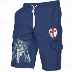 Men's Cross Halloween Costumes Shorts Mid Waist Vacation Fashion Streetwear Outdoor Casual Holiday Side Pockets Drawstring Designer Clothing Apparel