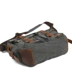 Men's Crossbody Bag Messenger Bag Crossbody Bag Canvas Cowhide Outdoor Going out Dark Gray ArmyGreen Charcoal black