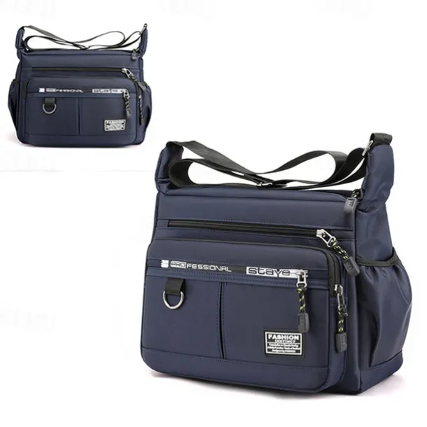 Men's Crossbody Bag Shoulder Bag Messenger Bag Nylon Outdoor Daily Zipper Adjustable Large Capacity Waterproof Solid Color Letter Black Deep Blue Army Green