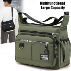 Men's Crossbody Bag Shoulder Bag Messenger Bag Nylon Outdoor Daily Zipper Adjustable Large Capacity Waterproof Solid Color Letter Black Deep Blue Army Green