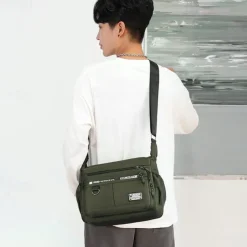 Men's Crossbody Bag Shoulder Bag Messenger Bag Nylon Outdoor Daily Zipper Adjustable Large Capacity Waterproof Solid Color Letter Black Deep Blue Army Green