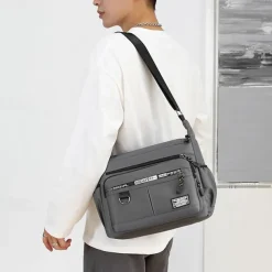 Men's Crossbody Bag Shoulder Bag Messenger Bag Nylon Outdoor Daily Zipper Adjustable Large Capacity Waterproof Solid Color Letter Black Deep Blue Army Green