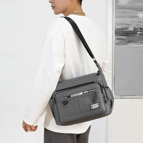 Men's Crossbody Bag Shoulder Bag Messenger Bag Nylon Outdoor Daily Zipper Adjustable Large Capacity Waterproof Solid Color Letter Black Deep Blue Army Green