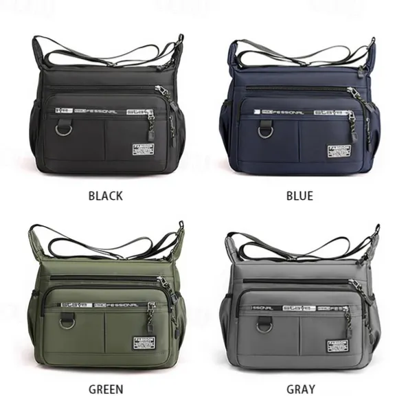 Men's Crossbody Bag Shoulder Bag Messenger Bag Nylon Outdoor Daily Zipper Adjustable Large Capacity Waterproof Solid Color Letter Black Deep Blue Army Green