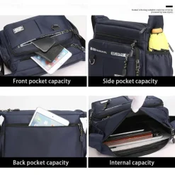 Men's Crossbody Bag Shoulder Bag Messenger Bag Nylon Outdoor Daily Zipper Adjustable Large Capacity Waterproof Solid Color Letter Black Deep Blue Army Green