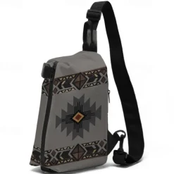 Men's Crossbody Bag Shoulder Bag Chest Bag Polyester Outdoor Daily Holiday Zipper Print Large Capacity Lightweight Multi Carry National Totem Earth Yellow Grey