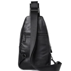 Men's Crossbody Bag Sling Shoulder Bag Chest Bag Crossbody Bag Nappa Leather Cowhide Daily Zipper Black