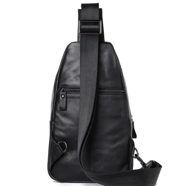 Men's Crossbody Bag Sling Shoulder Bag Chest Bag Crossbody Bag Nappa Leather Cowhide Daily Zipper Black