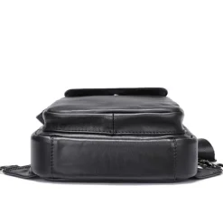 Men's Crossbody Bag Sling Shoulder Bag Chest Bag Crossbody Bag Nappa Leather Cowhide Daily Zipper Black