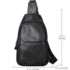 Men's Crossbody Bag Sling Shoulder Bag Chest Bag Crossbody Bag Nappa Leather Cowhide Daily Zipper Black