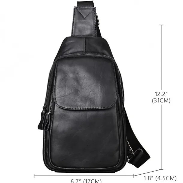 Men's Crossbody Bag Sling Shoulder Bag Chest Bag Crossbody Bag Nappa Leather Cowhide Daily Zipper Black