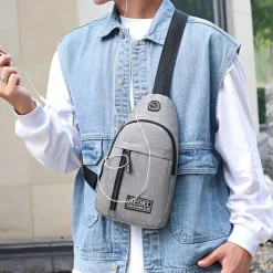 Men's Crossbody Sling Bag with USB Charging Port - Large Capacity, Multi-Pocket Back to School Shoulder Bag