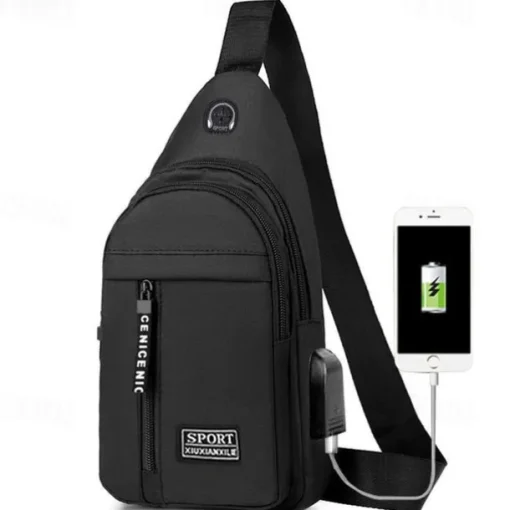 Men's Crossbody Sling Bag with USB Charging Port - Large Capacity, Multi-Pocket Back to School Shoulder Bag