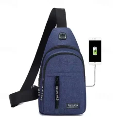 Men's Crossbody Sling Bag with USB Charging Port - Large Capacity, Multi-Pocket Back to School Shoulder Bag