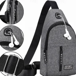 Men's Crossbody Sling Bag with USB Charging Port - Large Capacity, Multi-Pocket Back to School Shoulder Bag