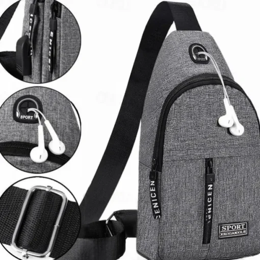 Men's Crossbody Sling Bag with USB Charging Port - Large Capacity, Multi-Pocket Back to School Shoulder Bag