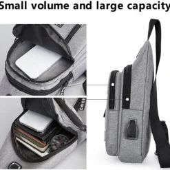 Men's Crossbody Sling Bag with USB Charging Port - Large Capacity, Multi-Pocket Back to School Shoulder Bag