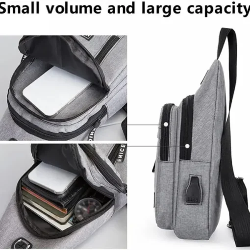 Men's Crossbody Sling Bag with USB Charging Port - Large Capacity, Multi-Pocket Back to School Shoulder Bag