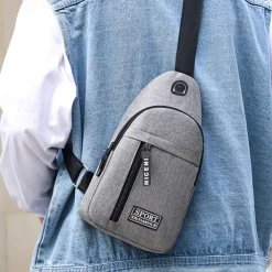 Men's Crossbody Sling Bag with USB Charging Port - Large Capacity, Multi-Pocket Back to School Shoulder Bag